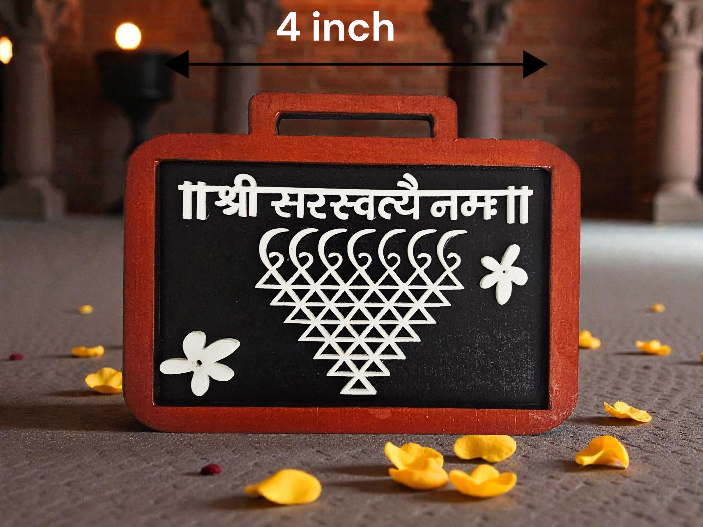 Handmade wooden fridge magnet “Saraswati Yantra” 1